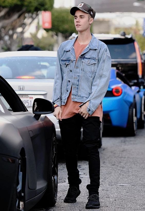 贾斯汀比伯黑色牛仔夹克,贾斯汀比伯fearofgod牛仔外套