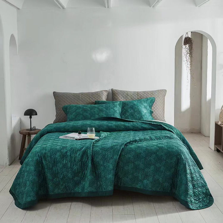 绗缝毯三件套,绗缝毯2.5米全棉