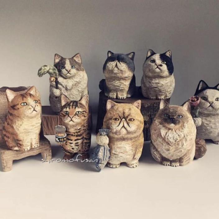 日本艺术家木雕猫,日本木雕艺术家猫