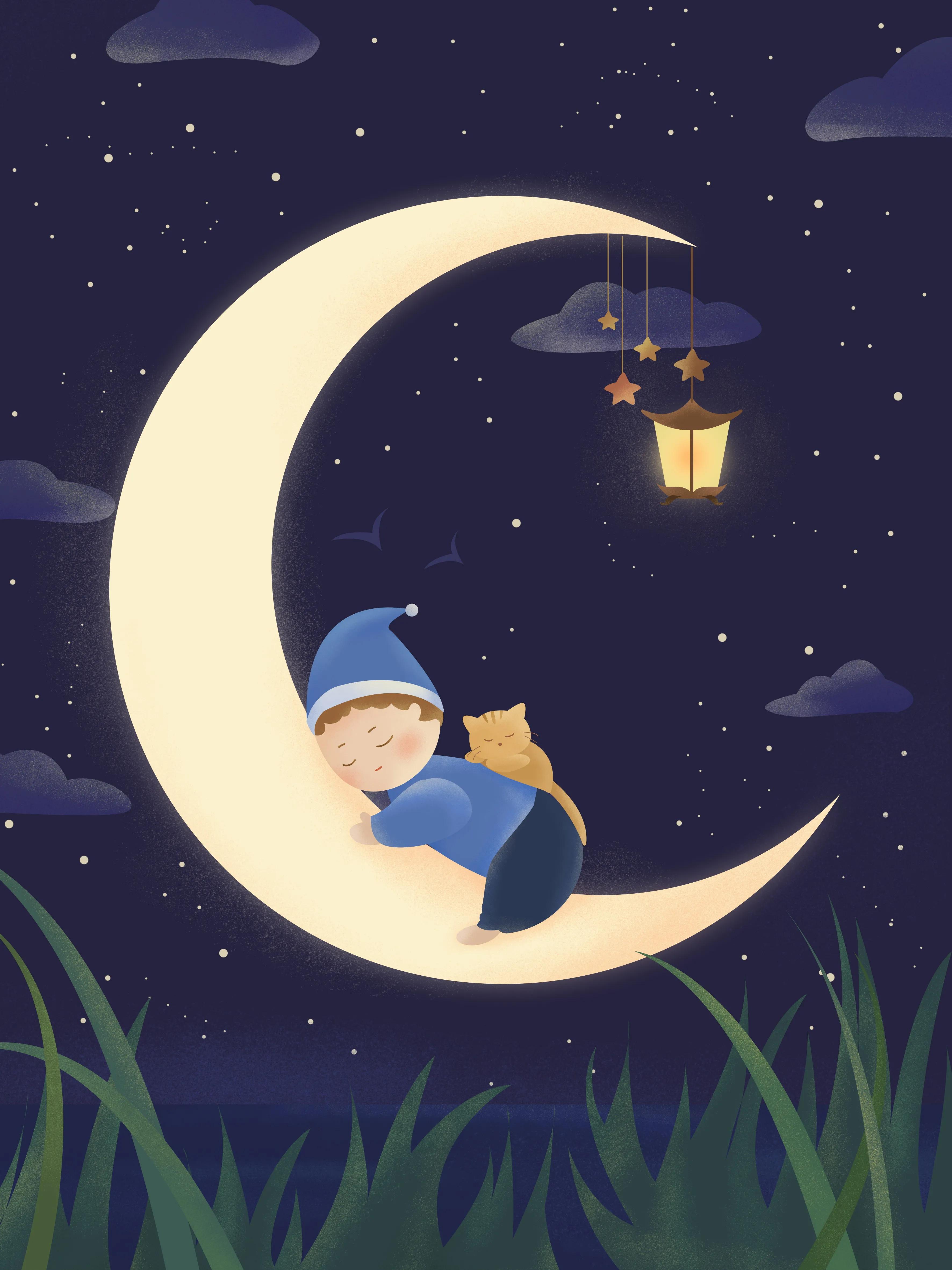 水边桃花月亮唯美图片,月亮竹影唯美图片