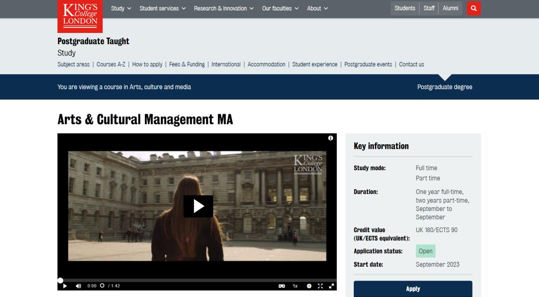 kcl硕士上课体验,kcl艺术与文化管理专业解读