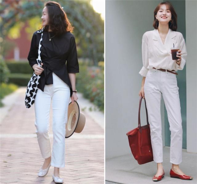 小白裤这样穿才不low还倍显高级感,好看的休闲百搭的小白裤