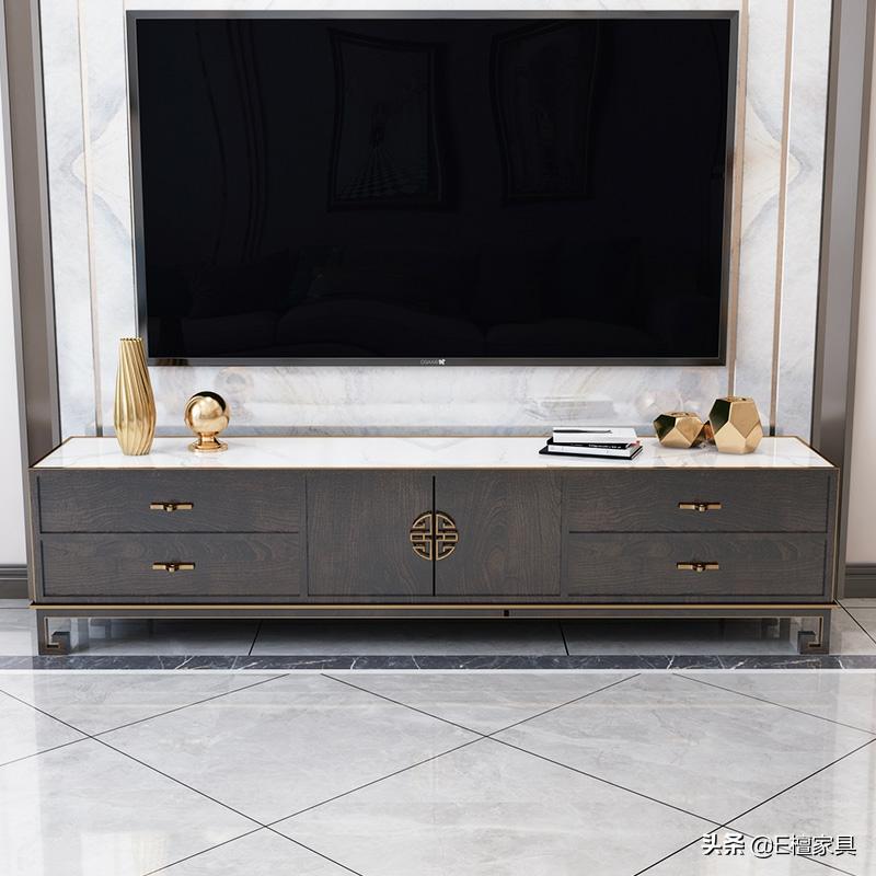 新中式电视柜两边放什么最好,新中式电视柜款式效果图