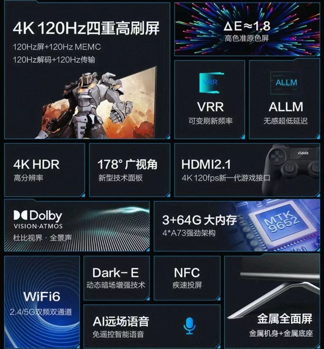 海信vidda65游戏电视深度测评,海信ViddaX55游戏电视