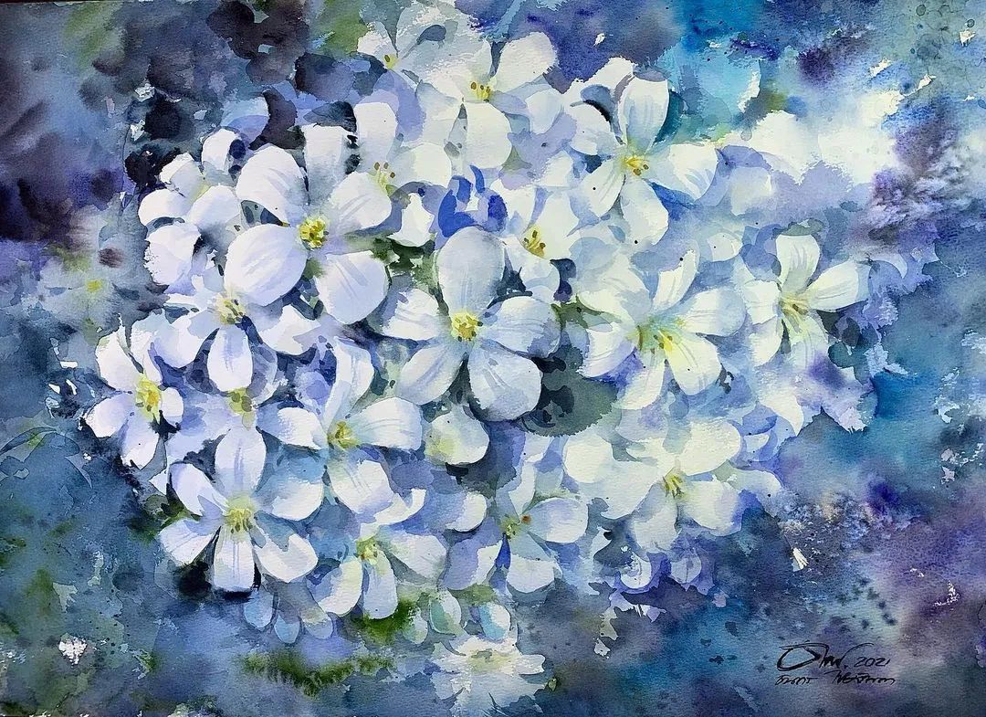 泰国水彩,泰国水彩画家绘画过程