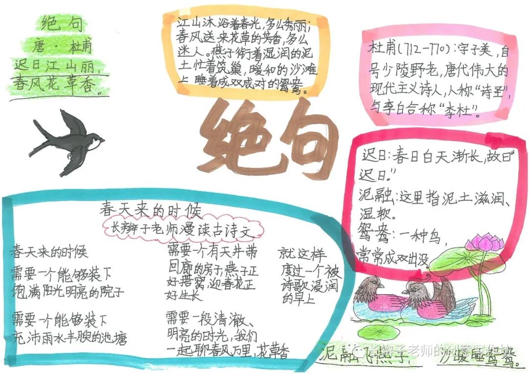 7年级上册古诗思维导图带画,古诗文鉴赏答题模板思维导图