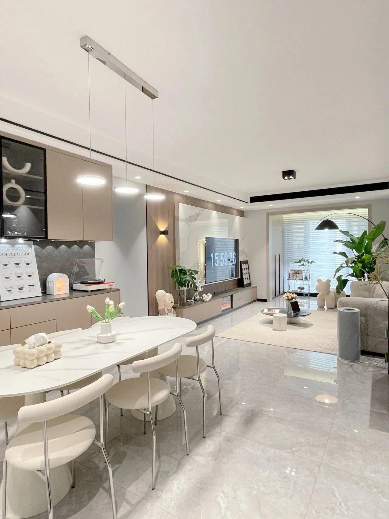 客餐厅一体吧台装修效果图,20平餐客一体装修