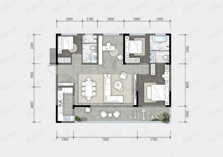高性价南北通透好房推荐,改善首选三房两卫南北通透户型