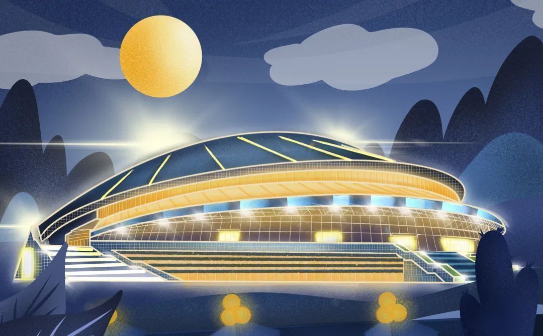 亚运场馆分布图手绘,亚运场馆创意绘画